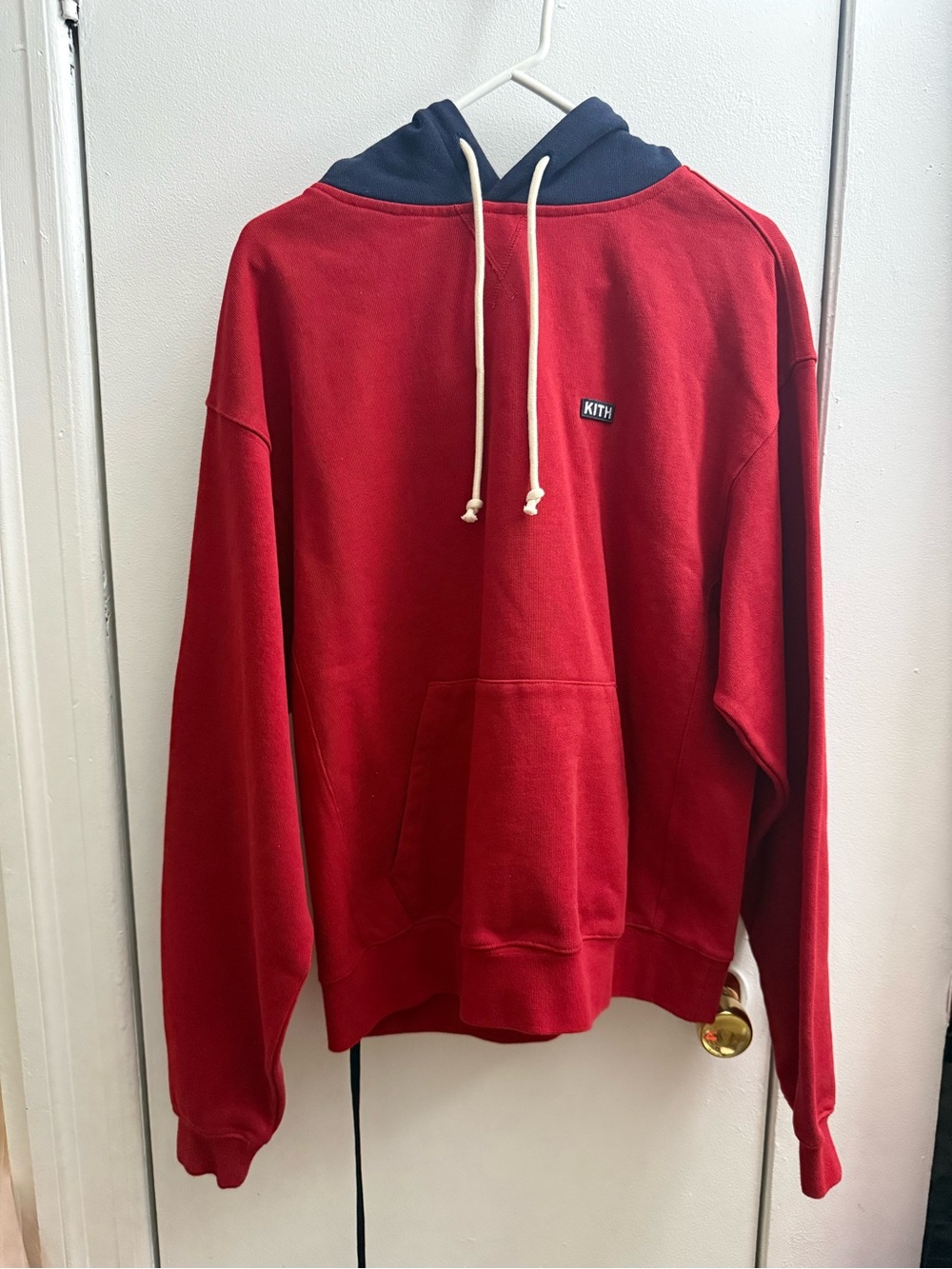 Kith Red Hoodie with Navy Hood Trim